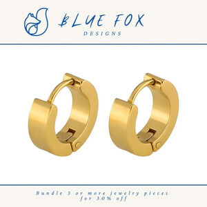 *NEW* 18K Gold Plated Stainless Steel Huggie Congo Earrings (GOLD)